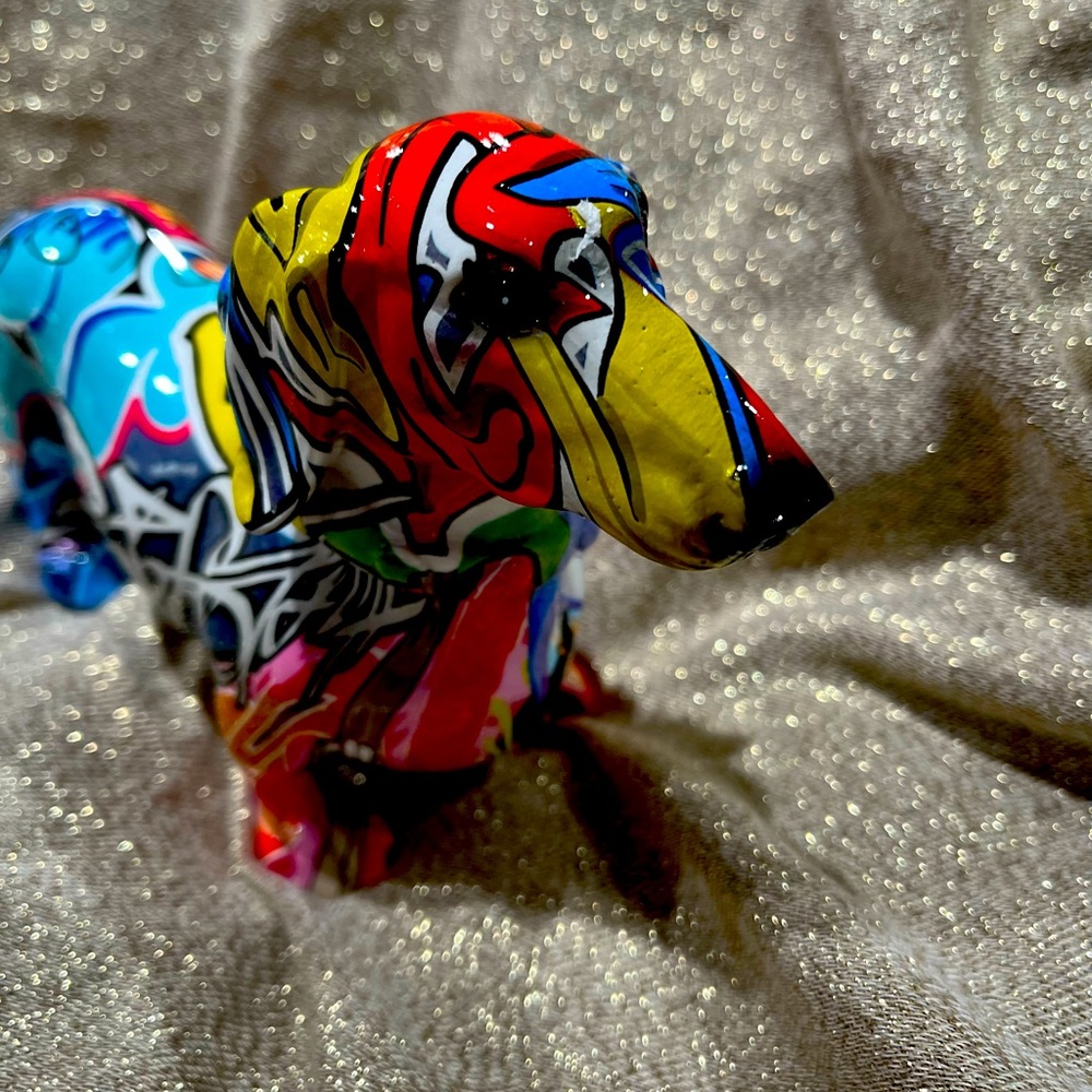 Graffiti Resin Abstract Dachshund Figurine